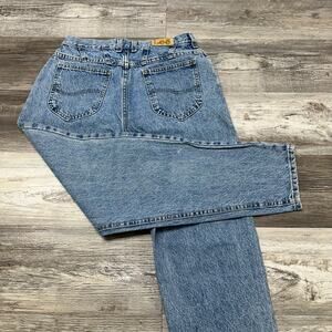 Vintage‎ 90s Lee Riders Mid Wash Blue Womens 14 Tapered Leg Jeans USA Union Tag